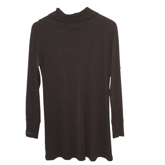 Cop Copine Long-Sleeve Black Cowl Neck Tunic Top Pleated Front Cotton Blend Siz - Picture 3 of 8